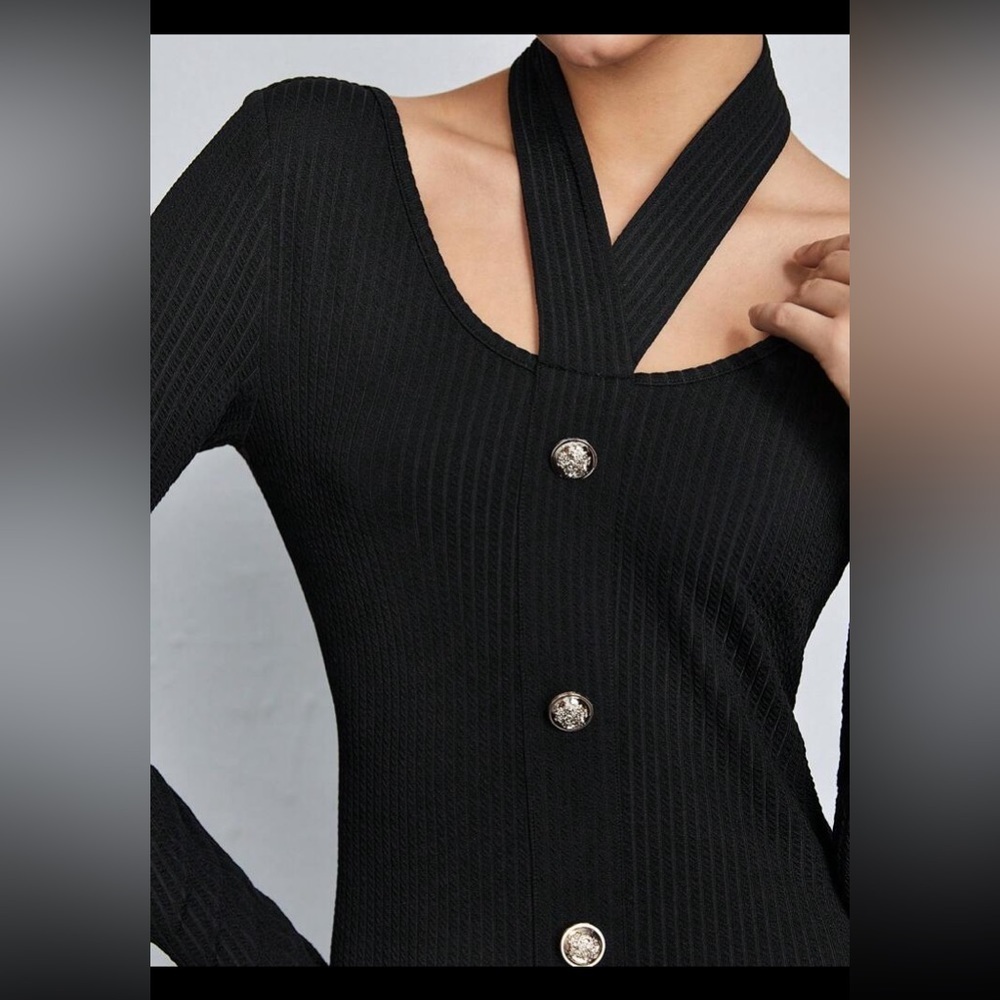 SHEIN BIZwear Women's Knitted Button Decoration Dress size S NWT - Picture 8 of 16